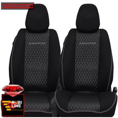 VOLKSWAGEN ΑΜΑRΟΚ ΠΛΑΤΟΚΑΘΙΣΜΑΤΑ ΤΕΧΝΟΔΕΡΜΑ RUBI PLUS ΜΑΥΡΟ - ΜΑΥΡΗ ΚΛΩΣΤΗ - ΓΚΡΙ ΠΕΡΙΓΡΑΜΜΑ ΜΕ ΓΚΡΙ ΚΕΝΤΗΜΑ ΑΜΑRΟΚ ΣΕΤ 2ΤΜΧ