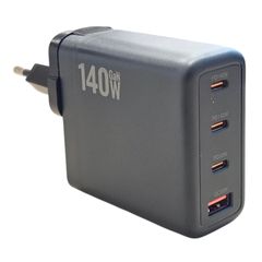 Φορτιστής GaN Charger - Adapter 2C1A 4 Port Fast Charger με 1 Θύρα USB-A και 3 Θύρες USB-C 140 W Power Delivery for Google Pixelbook MacBook Pro 16" 15" Google Pixel MacBook Retina Μαυρος ( Κωδ.60288