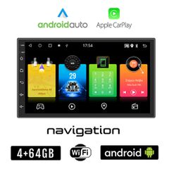 Ηχοσύστημα αυτοκινήτου 4+64GB με 7" ιντσών οθόνη αφής Android Auto Apple Carplay GPS Bluetooth WI-FI USB (Youtube 2 DIN αυτοκινήτου 4GB MP3 MP5 Mirrorlink 4x60W Universal αναβάθμιση OEM video)