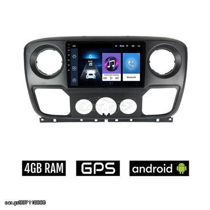 RENAULT MASTER (2010 - 2019) Android οθόνη αυτοκίνητου 4GB με GPS WI-FI (ηχοσύστημα αφής 10" ιντσών OEM Youtube  Playstore MP3 USB Radio Bluetooth Mirrorlink εργοστασιακή, AUX, 4x60W)