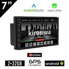 Kirosiwa Android οθόνη 7" αυτοκινήτου 2+32GB με WI-FI Ελληνικό GPS Apple Carplay Bluetooth Android Auto Playstore Youtube ηχοσύστημα 2GB 32GB ιντσών οθόνη αφής USB 2 GB Navi OEM 2DIN Mirrorlink Univer