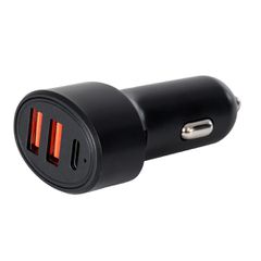 GloboStar® 85436 φορτιστής αναπτήρα αυτοκινήτου γρήγορης φόρτισης PD 36W 6A με 2 θύρες USB και 1 θύρα Type-C μαύρο