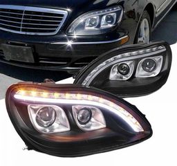  ΦΑΝΑΡΙΑ ΕΜΠΡΟΣ Headlights LED DRL MERCEDES Benz W220 S Class (1998-2005) Black Design