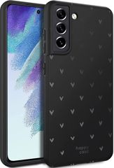 HappyCase HappyCase Θήκη Σιλικόνης Samsung Galaxy S21 FE 5G - Hearts Print Black (8719246398605)