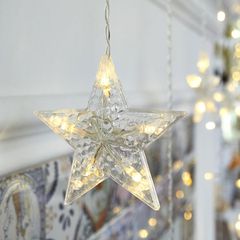 100 λαμπάκια βροχή LED STAR ICICLE με θερμό χρώμα φωτός με δυνατότητα επέκτασης max 3 σετ IP44 με μήκος 3m & διάφανο καλώδιο