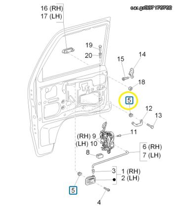 Κλιπς Εσωτερικής Χειρολαβής Πόρτας Piaggio Porter Maxxi D120 E5 - 2011-2015 ZAPS90AK ZAPS90DK D9004189019