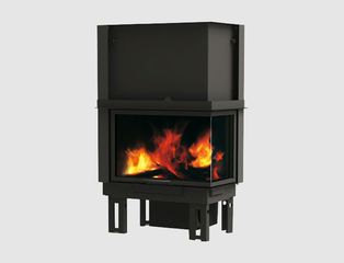 Edilkamin EK63 Firek 2 Ενεργειακό Τζάκι Ξύλου 15,2kW Γωνιακό με Ανοιγόμενη Πόρτα με Βεντιλατέρ