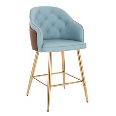 Luxury Bar stool Nappa Light Blue Brown-5450120