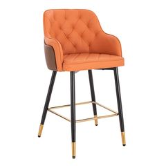 Luxury Bar stool Nappa Orange Brown-5450116