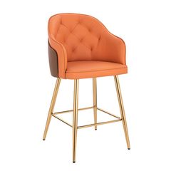 Luxury Bar stool Nappa Orange Brown-5450118