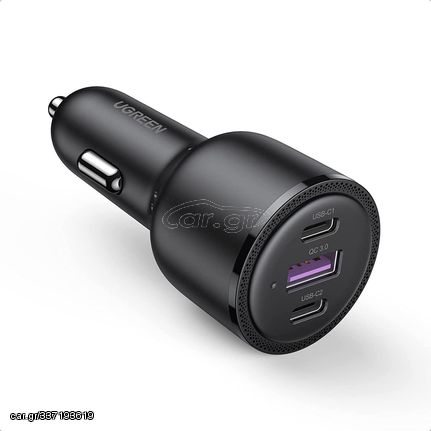 Ugreen car charger 2x USB Type C / 1x USB 69W 5A Power Delivery Quick Charge black (20467)