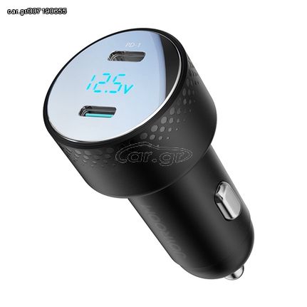 Car charger 2x USB C 70W with LED display Joyroom JR-CCD02 - black