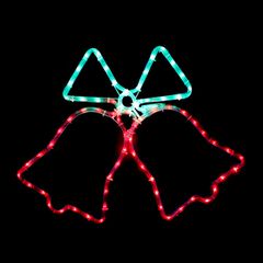 Επίστυλο σχέδιο DOUBLE BELLS με 72 LED 3m φωτοσωλήνα με πράσινο κόκκινο χρώμα φωτός λειτουργία FLASH IP44