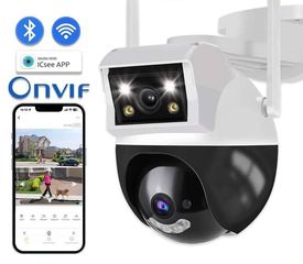  Dual Screen 3.6mm+6mm IP Cam Outdoor Surveillance Camera H.265 Dual Lens