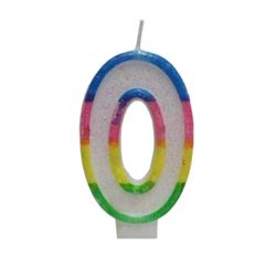 Κεράκι Γενεθλίων Rainbow Birthday Candle Αριθμός 0