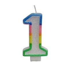 Κεράκι Γενεθλίων Rainbow Birthday Candle Αριθμός 1