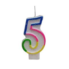 Κεράκι Γενεθλίων Rainbow Birthday Candle Αριθμός 5