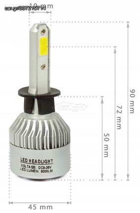 H3 φωτα led Canbus 2τεμ 72W, 16000lm