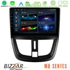MEGASOUND - Bizzar M8 Series Peugeot 207 8core Android13 4+32GB Navigation Multimedia Tablet 9"