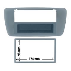 MEGASOUND - Πρόσοψη 1&2DIN με αποσπώμενη θήκη αντικειμένων & φρυδάκι για Seat Ibiza 2008>2012 – Χρώμα Μπλε/Γκρι