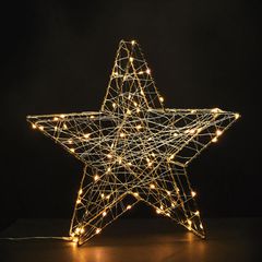 Φωτιζόμενο αστέρι 3D με 80 ΜINI LED λαμπάκια σε θερμό χρώμα φωτός καλώδιο χαλκού & διάσταση 39x11x37.5cm