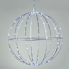 Διακοσμητική κρεμαστή μπάλα 3D με 96 ΜΙΝΙ LED λαμπάκια σε ψυχρό χρώμα φωτός & ασημί καλώδιο χαλκού με διάμετρο 20cm