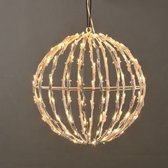 Χριστουγεννιάτικη μπάλα 3D κρεμαστή με 150 LED λαμπάκια σε θερμό χρώμα φωτός IP44 30x30x31cm & προέκταση τροφοδοσίας 5m