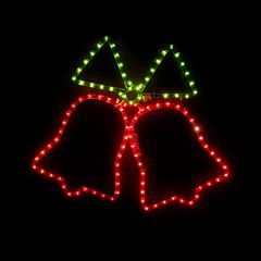 Επίστυλο σχέδιο DOUBLE BELLS με 108 led λαμπάκια & 3m φωτοσωλήνα πράσινο-κόκκινο λειτουργία FLASH IP44