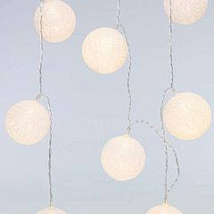 Σειρά 10 led 5mm με μετασχηματιστή προέκταση παροχής 300cm με θερμό λευκό φως και λευκές μπάλες ανα 15cm IP44