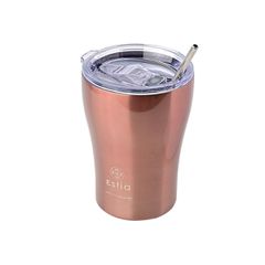 Estia 01-12489 Rose Gold 350ml Coffee Mug Save The Aegean Ποτήρι Θερμός με Καλαμάκι *