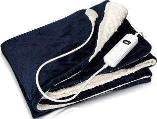 Navaris Electric Heating Blanket - Ηλεκτρική Θερμαινόμενη Πλενόμενη Κουβέρτα με Χρονοδιακόπτη για Αυτόματη Απενεργοποίηση - 180 x 130 cm - 120W - Blue Outside / White Bubbles Inside (45274.07.01) 4527