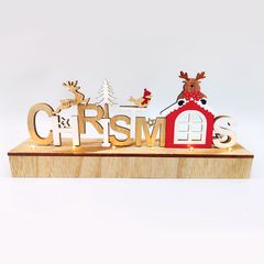 Ξύλινο διακοσμητικό XMAS" με 6 led λαμπάκια σε θερμό χρώμα φωτός μπαταρίας (2xAA) IP20 30X6X13cm