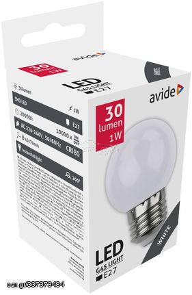 Avide LED Διακοσμητική Λάμπα G45 1W E27 Άσπρο