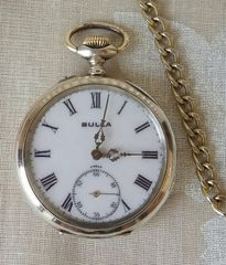 Ασημένιο 0,800 ρολόι τσέπης BULLA, χρονολογίας 1900, με καντράν πορσελάνης αψεγάδιαστο. No 668550, διαμέτρου 48 χιλιοστών. Άριστη λειτουργία.