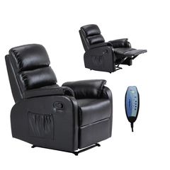 WOODWELL  COMFORT Massage Πολυθρόνα Relax, Σαλονιού - Καθιστικού, PU Μαύρο 74x90x98cm Ε9733,2