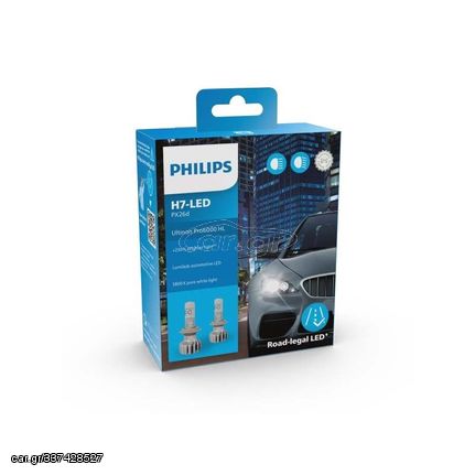 Λάμπες Philips H7 Ultinon Pro6000 Led 12V 15W 2τμχ +230% Περισσ.Φως 11972U6000X2