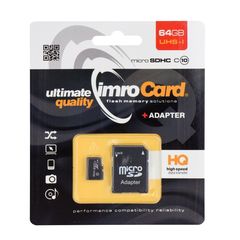 Memory Card Micro SDHC Imro 64 GB UHS με Αντάπτορα