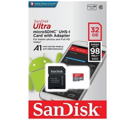 Sandisk Ultra microSDHC 32GB U1 A1 SDSQUAR-032G-GN6MA with Adapter