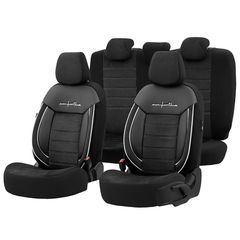 Καλύμματα Αυτοκινήτου Otom Comfortline Design Universal Sued / Rachel / Δερματίνη Σετ Εμπρός / Πίσω 11 Τεμαχίων Μαύρο Με Άσπρο Ρέλι CMF-217