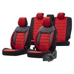 Καλύμματα Αυτοκινήτου Otom Comfortline Design Universal Sued / Rachel / Δερματίνη Σετ Εμπρός / Πίσω 11 Τεμαχίων Μαύρο - Κόκκινο CMF-207