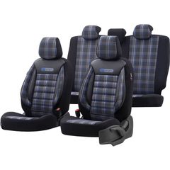 Καλύμματα Αυτοκινήτου Otom GTI Sports Design Universal Jacquard / Lacost / Δερματίνη Σετ Εμπρός / Πίσω 11 Τεμαχίων Μαύρο - Μπλε GTI-803