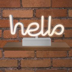 Διακοσμητικό φωτιστικό NEON LED STRIPS HELLO λειτουργεί με μπαταρίες 2*AA 3V {enjoysimplicity}™ 265x30x145mm