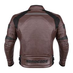 Nordcode Racer Leather Jacket Brown/Black-thumb-2