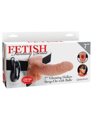 Pipedream Fetish Fantasy Series Vibrating Hollow Strap-On Flesh 7''