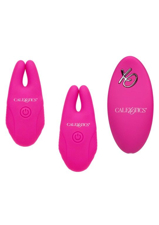 Calexotics - Recharchable Silicone Remote Nipple Clamps Pink