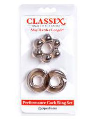 Pipedream Classix Back To The Basics Performance Cock Ring Set Smoke-thumb-1