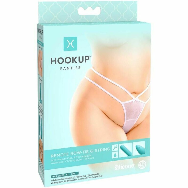 Pipedream Hook Up Panties Remote Bow-Tie G-String Plus Size