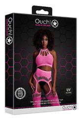 Two Piece with Crop Top and Stockings Pink os