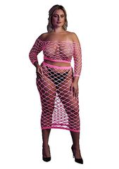 Long Sleeve Crop Top and Long Skirt Plus Size