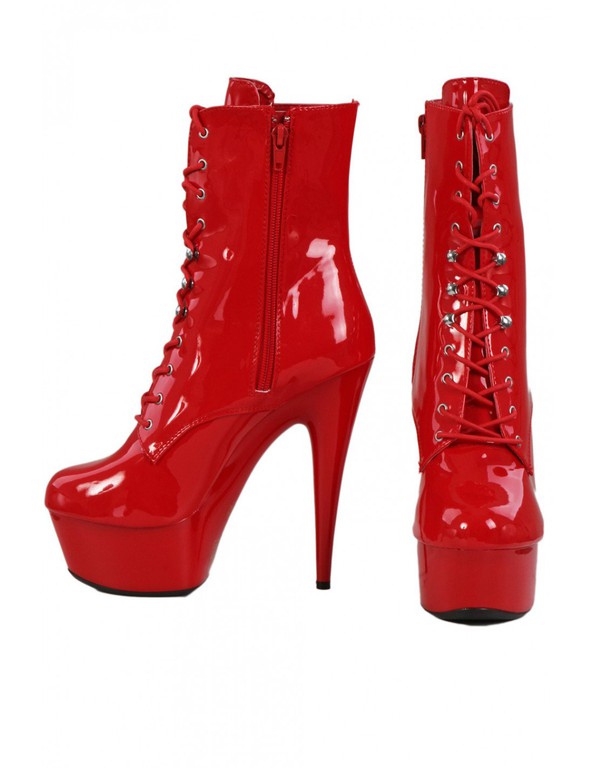 Plus - Men Size Low Boots in Vingly Side zip - Red
